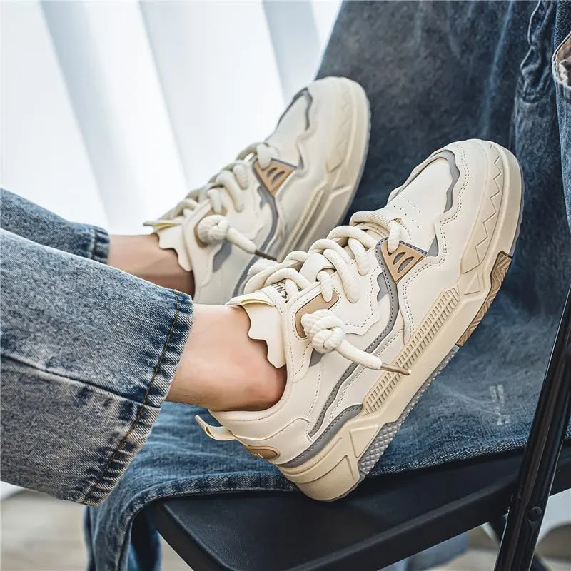 Men's Trendy Stylish Sneakers, Comfortable Breathable Wear-Resistant Skateboard Shoes for All Seasons Fashion Men’s Platform Chunky Sneakers,Street Style Footwear Shoes Size 6.5-10