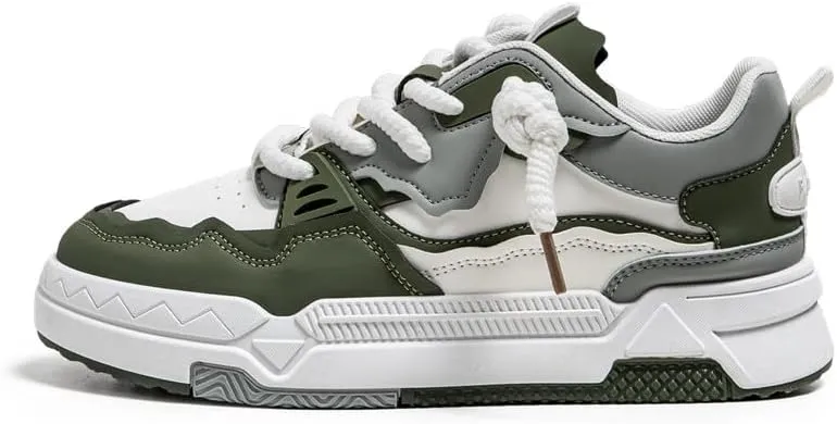 Men's Trendy Stylish Sneakers, Comfortable Breathable Wear-Resistant Skateboard Shoes for All Seasons Fashion Men’s Platform Chunky Sneakers,Street Style Footwear Shoes Size 6.5-10