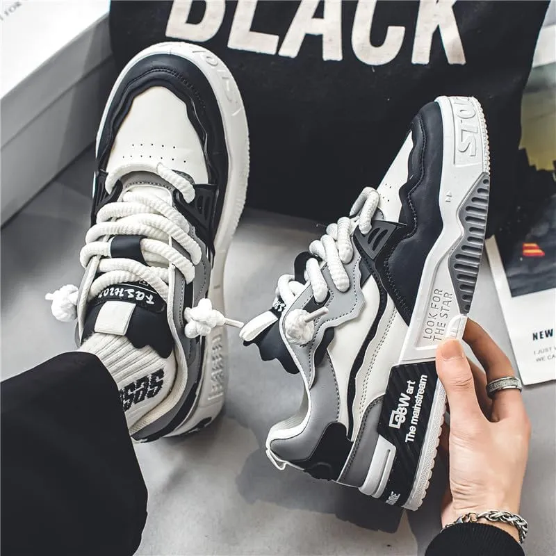 Men's Trendy Stylish Sneakers, Comfortable Breathable Wear-Resistant Skateboard Shoes for All Seasons Fashion Men’s Platform Chunky Sneakers,Street Style Footwear Shoes Size 6.5-10