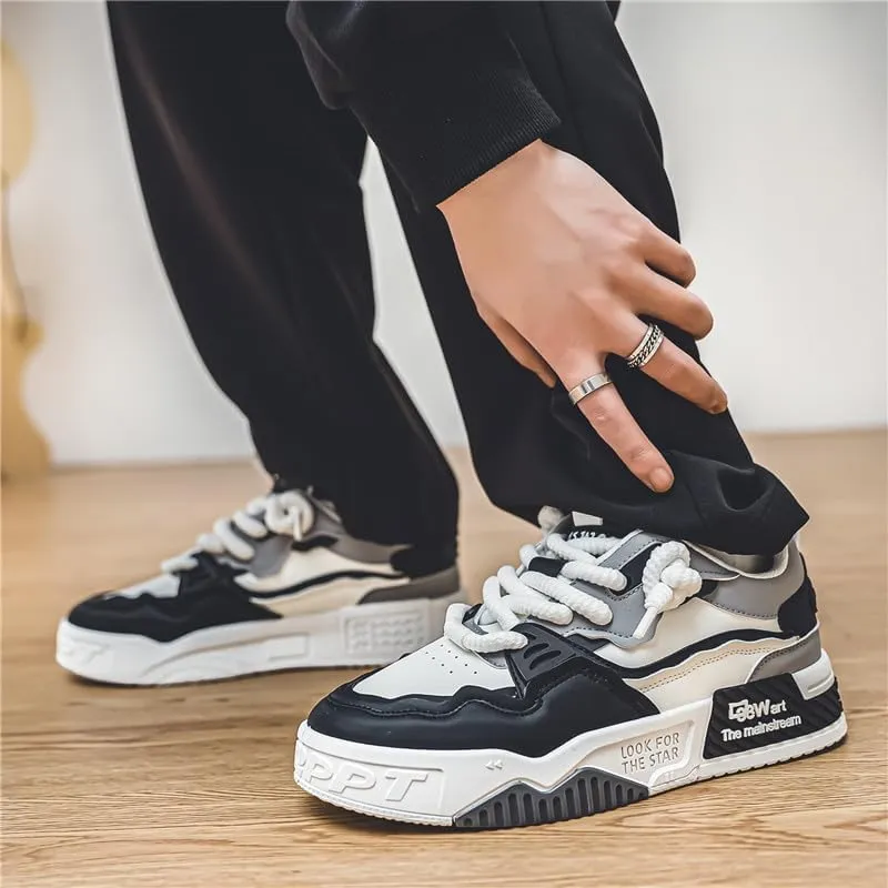 Men's Trendy Stylish Sneakers, Comfortable Breathable Wear-Resistant Skateboard Shoes for All Seasons Fashion Men’s Platform Chunky Sneakers,Street Style Footwear Shoes Size 6.5-10