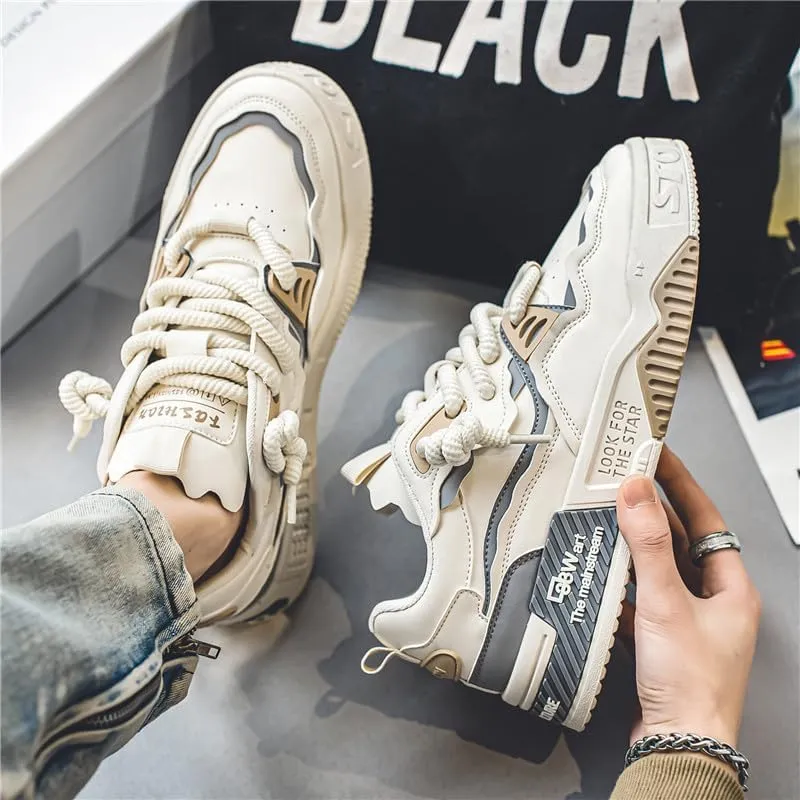 Men's Trendy Stylish Sneakers, Comfortable Breathable Wear-Resistant Skateboard Shoes for All Seasons Fashion Men’s Platform Chunky Sneakers,Street Style Footwear Shoes Size 6.5-10