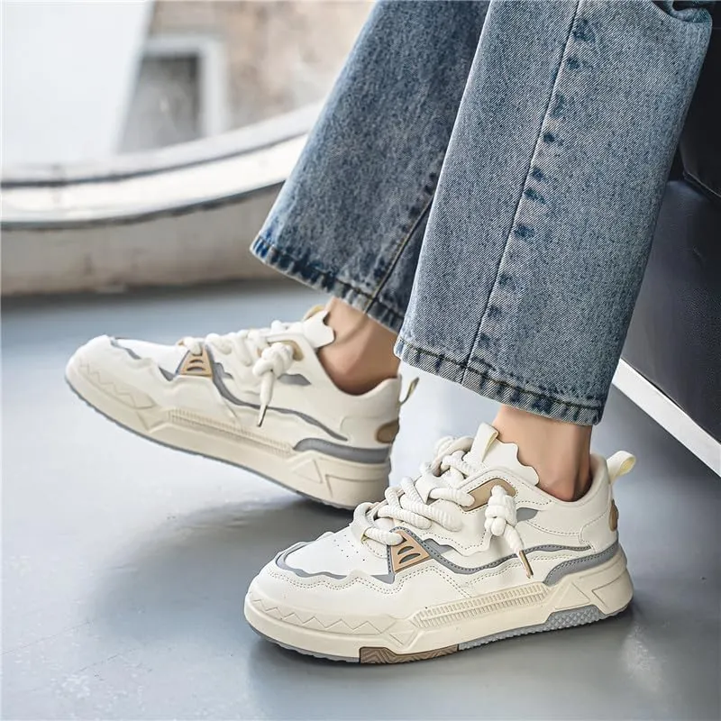 Men's Trendy Stylish Sneakers, Comfortable Breathable Wear-Resistant Skateboard Shoes for All Seasons Fashion Men’s Platform Chunky Sneakers,Street Style Footwear Shoes Size 6.5-10