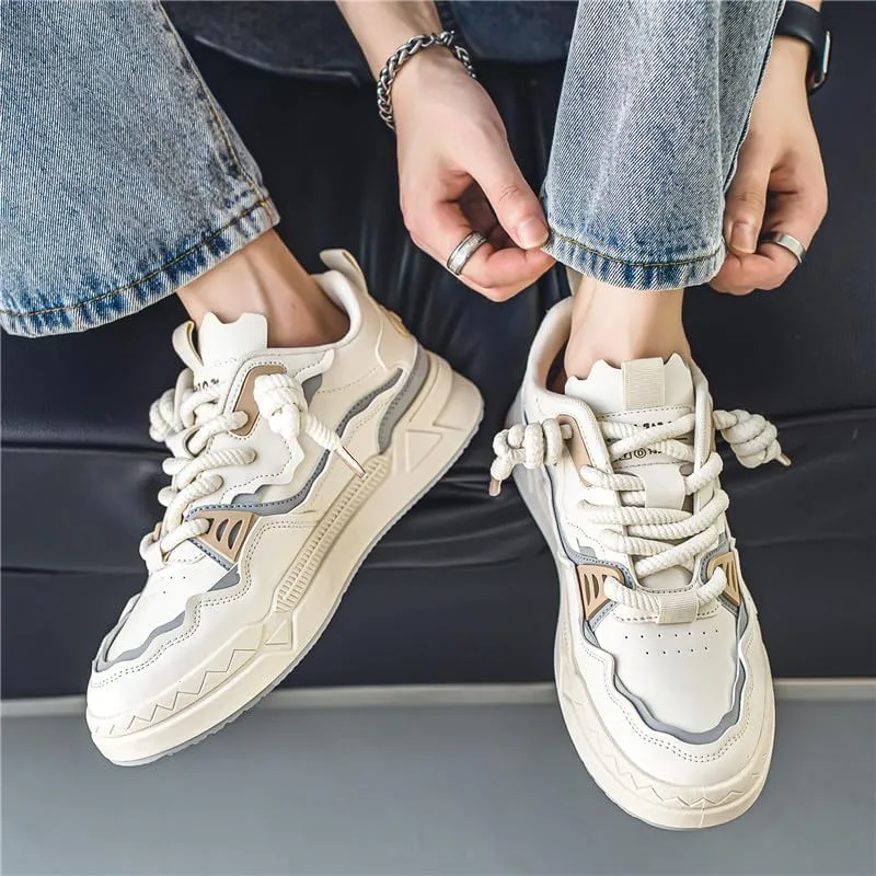 Men's Trendy Stylish Sneakers, Comfortable Breathable Wear-Resistant Skateboard Shoes for All Seasons Fashion Men’s Platform Chunky Sneakers,Street Style Footwear Shoes Size 6.5-10