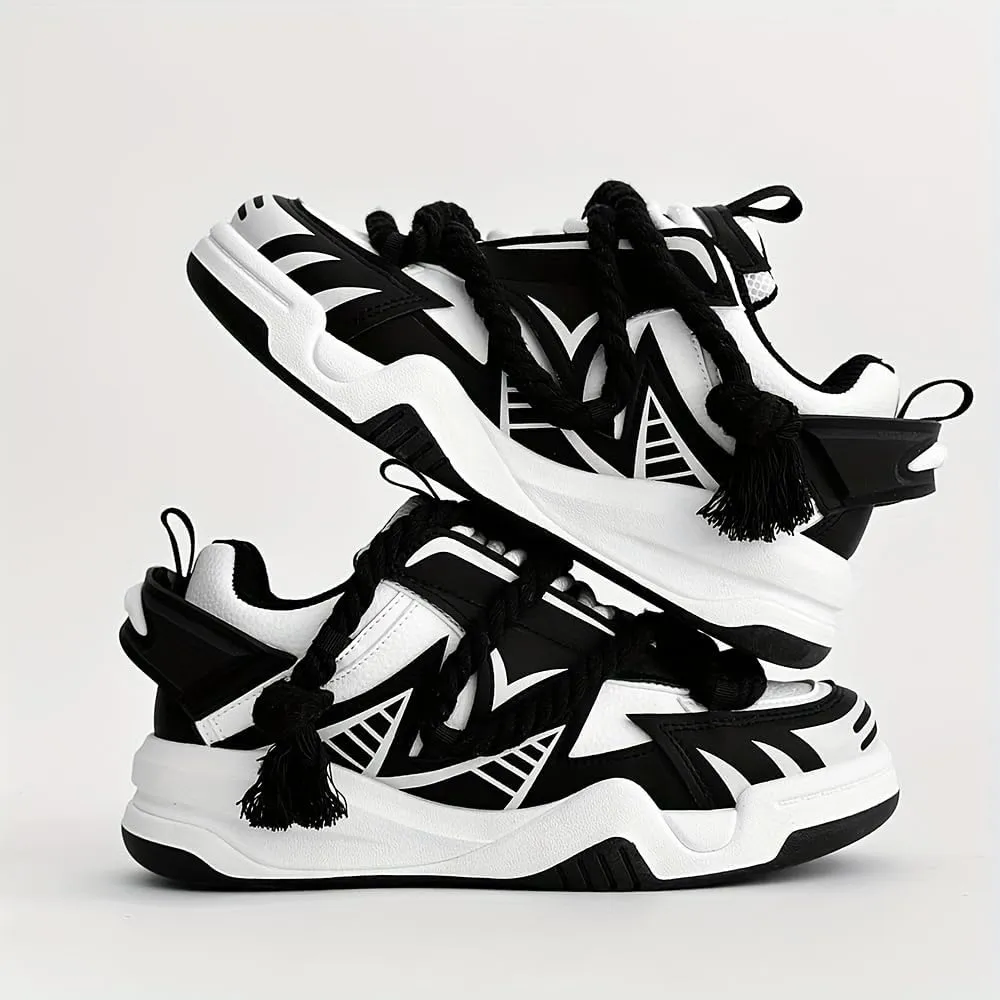 Men's Trendy Stylish Sneakers, Comfortable Wear-Resistant Skateboard Shoes for All Seasons, Street Style Footwear
