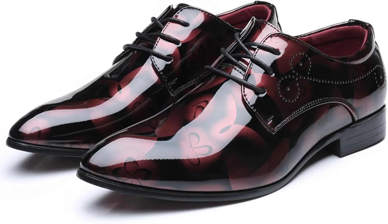 Men's Tuxedo Oxford Shoes Pointed-Toe Lace-up Patent Leather Formal Shoes Fashion Prom Wedding Dress Shoes for Men