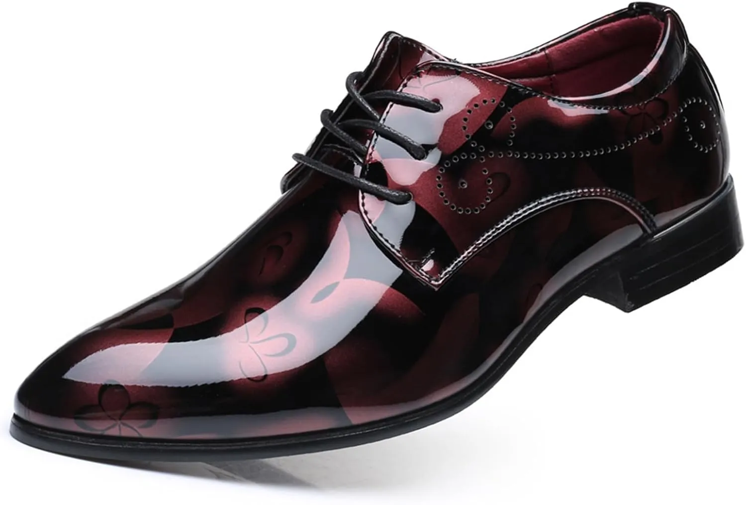 Men's Tuxedo Oxford Shoes Pointed-Toe Lace-up Patent Leather Formal Shoes Fashion Prom Wedding Dress Shoes for Men