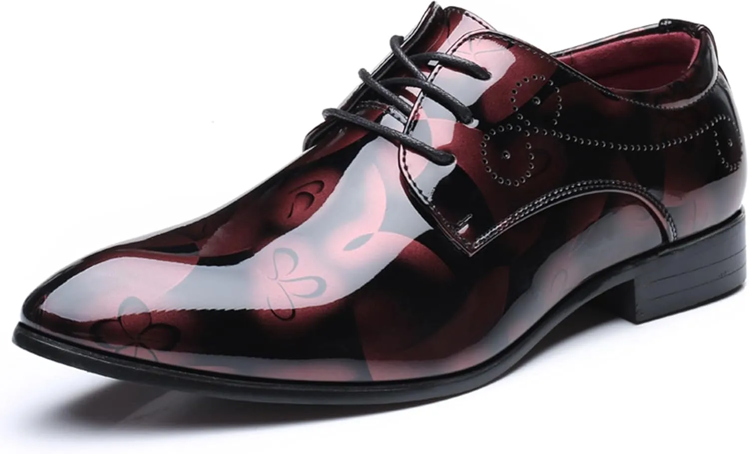 Men's Tuxedo Oxford Shoes Pointed-Toe Lace-up Patent Leather Formal Shoes Fashion Prom Wedding Dress Shoes for Men