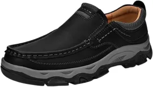 Men's Two-Tone Leather Loafers Color-Blocked Design with Rubber Traction Sole for Urban Street Style and Music Festivals
