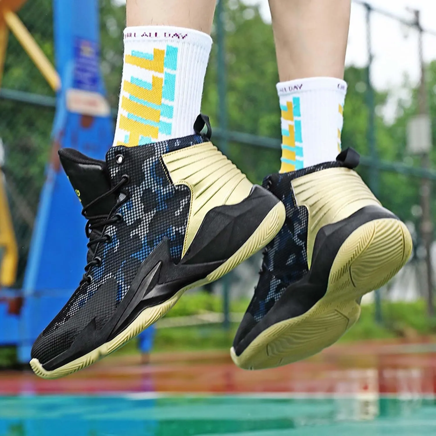 Men's Women's Fashion Basketball Shoes Lightweight High Top Sneakers Teenagers School Training Non-Slip Running Shoes Outdoor Casual Walking Shoes