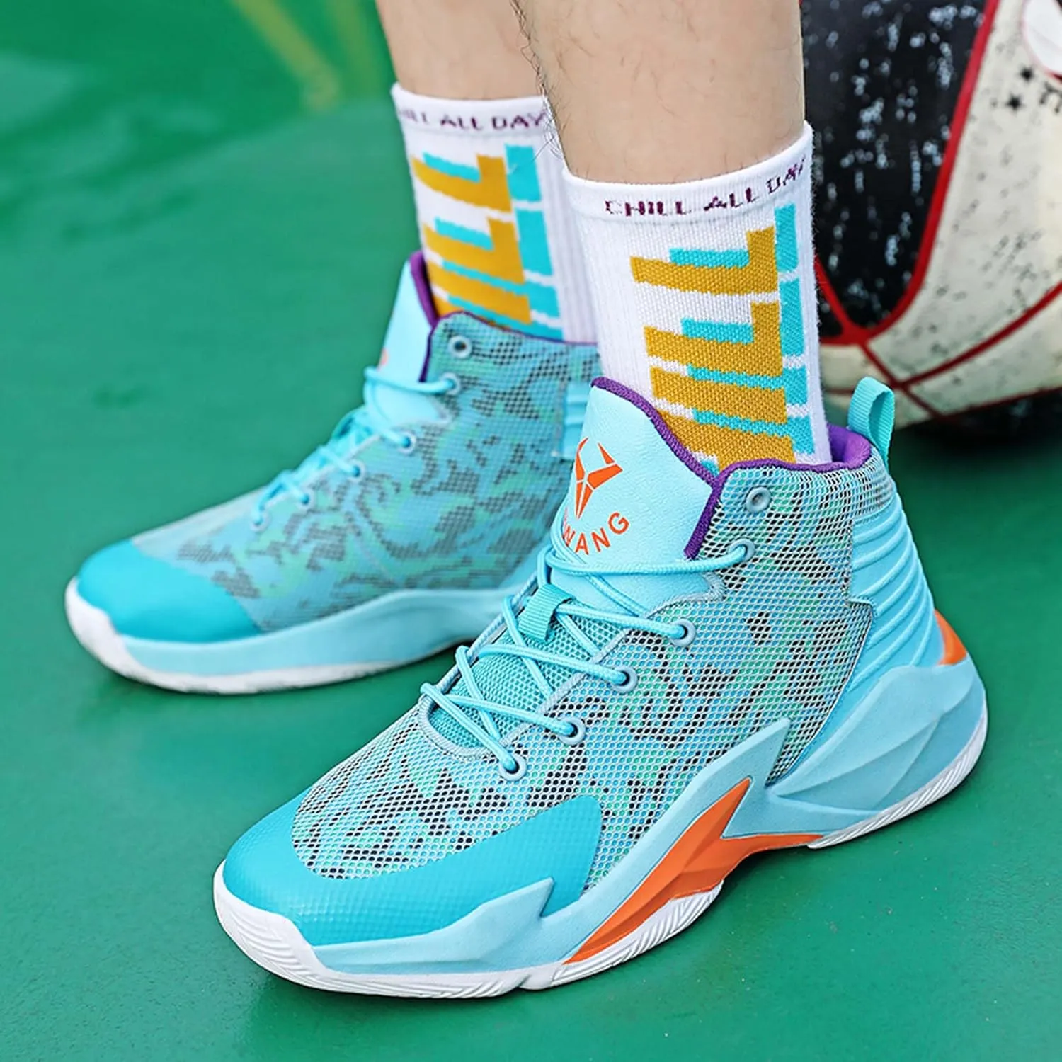 Men's Women's Fashion Basketball Shoes Lightweight High Top Sneakers Teenagers School Training Non-Slip Running Shoes Outdoor Casual Walking Shoes