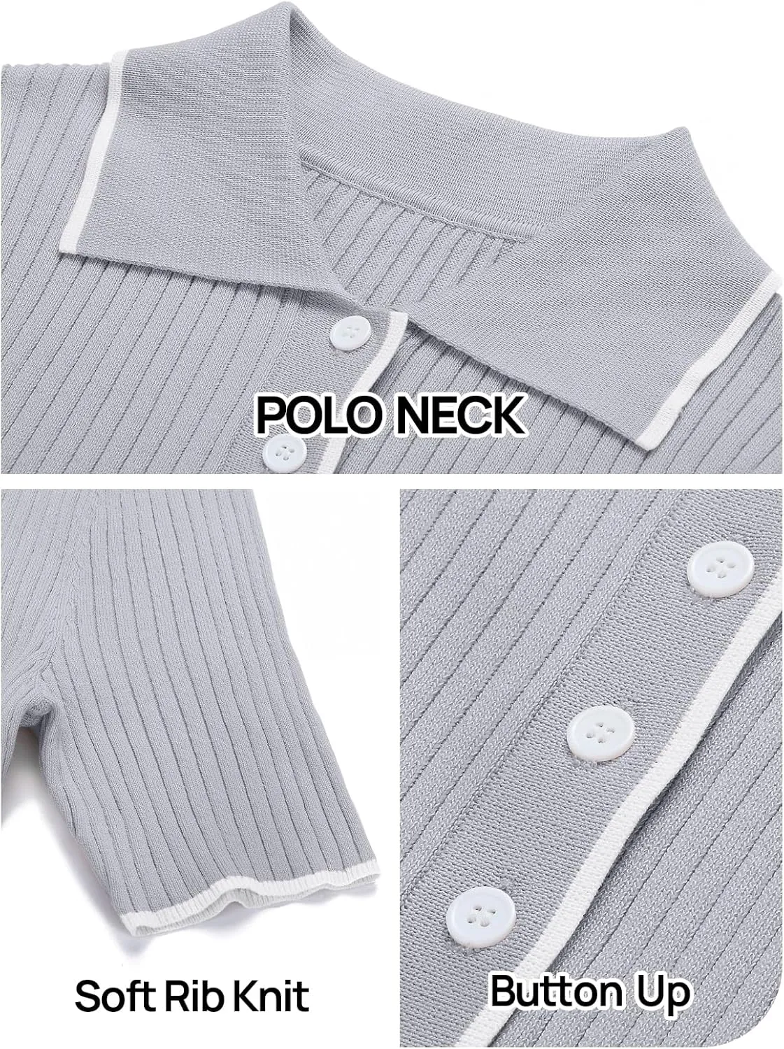 MEROKEETY Women's V Neck Ribbed Knit Maxi Dress Button Short Sleeve Slim Fit Bodycon Sweater Dress