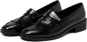 MIOKE Women's Classic Penny Loafers Pointed Toe Patent Leather Slip On Low Heel Western School Oxford Shoes