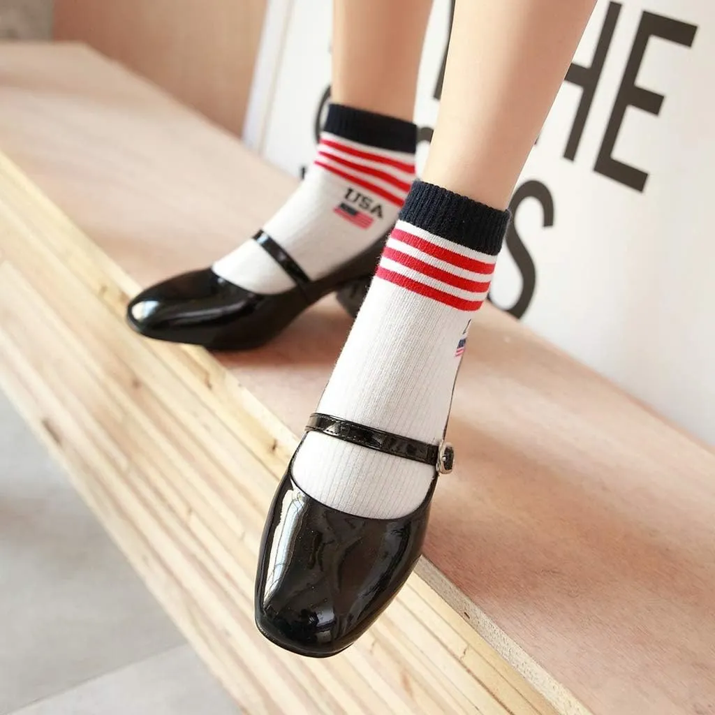 MIOKE Women's Square Toe Mary Jane Pump Oxford Patent Leather Buckle Strap Chunky Mid Heel Retro Dress Shoes