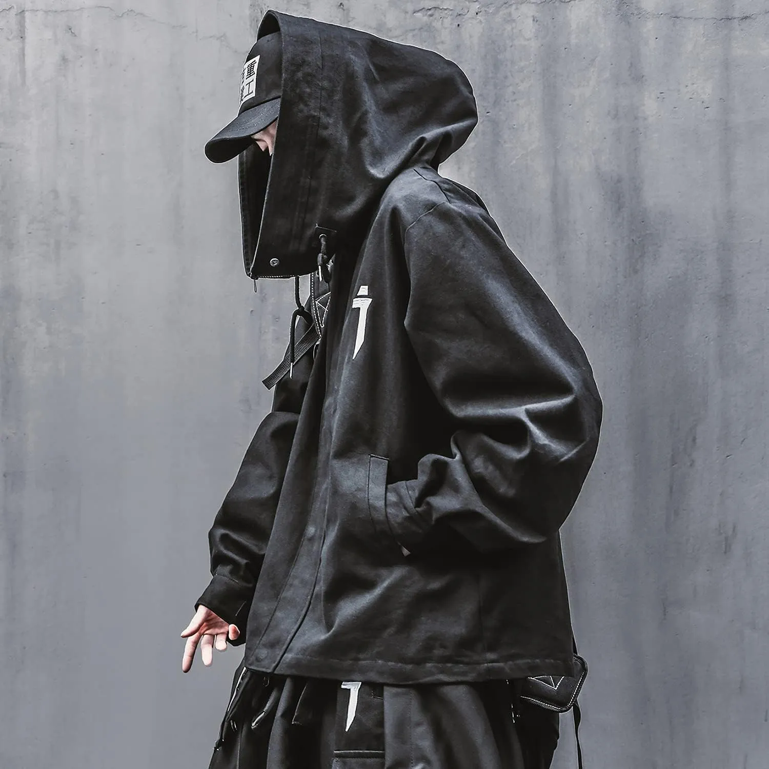 Niepce Inc Japanese Streetwear Zip Up Windbreaker Jackets for Men