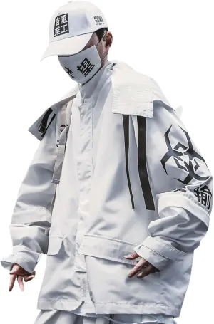 Niepce Inc Japanese Streetwear Zip Up Windbreaker Jackets for Men