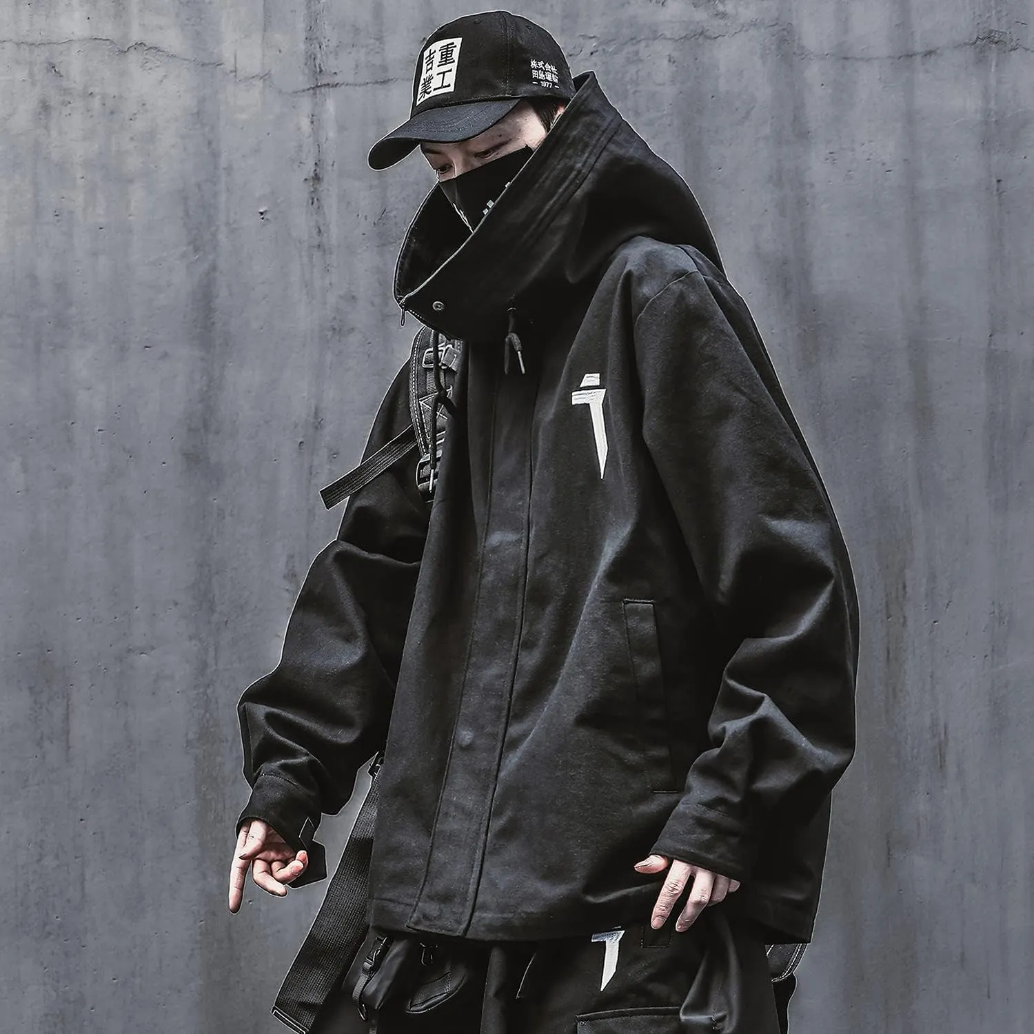 Niepce Inc Japanese Streetwear Zip Up Windbreaker Jackets for Men