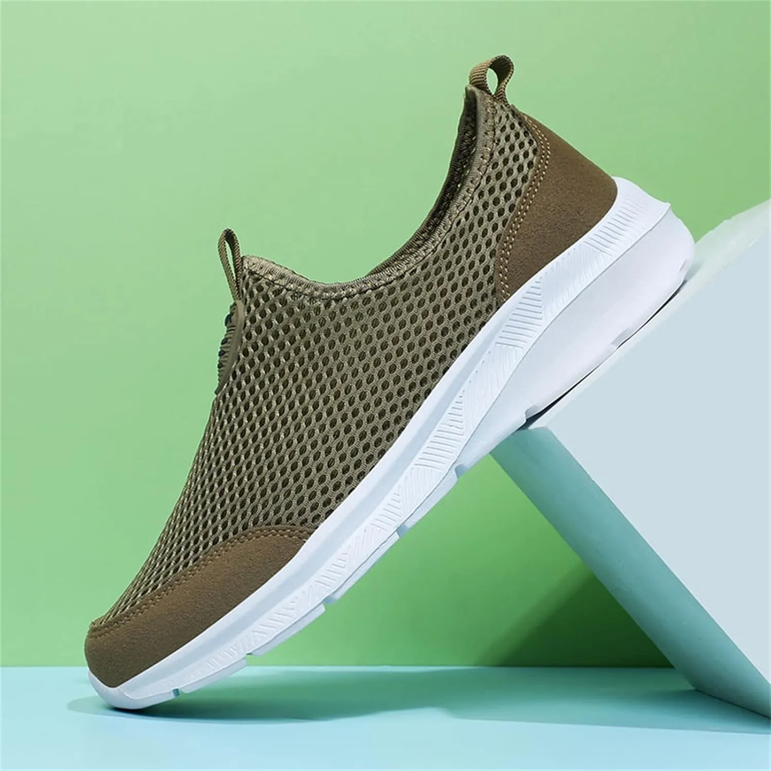 Non Slip Work Sport Shoes for Men Lace Up Lightweight Breathable Fashion Sneaker Arch Support Plantar Fasciitis