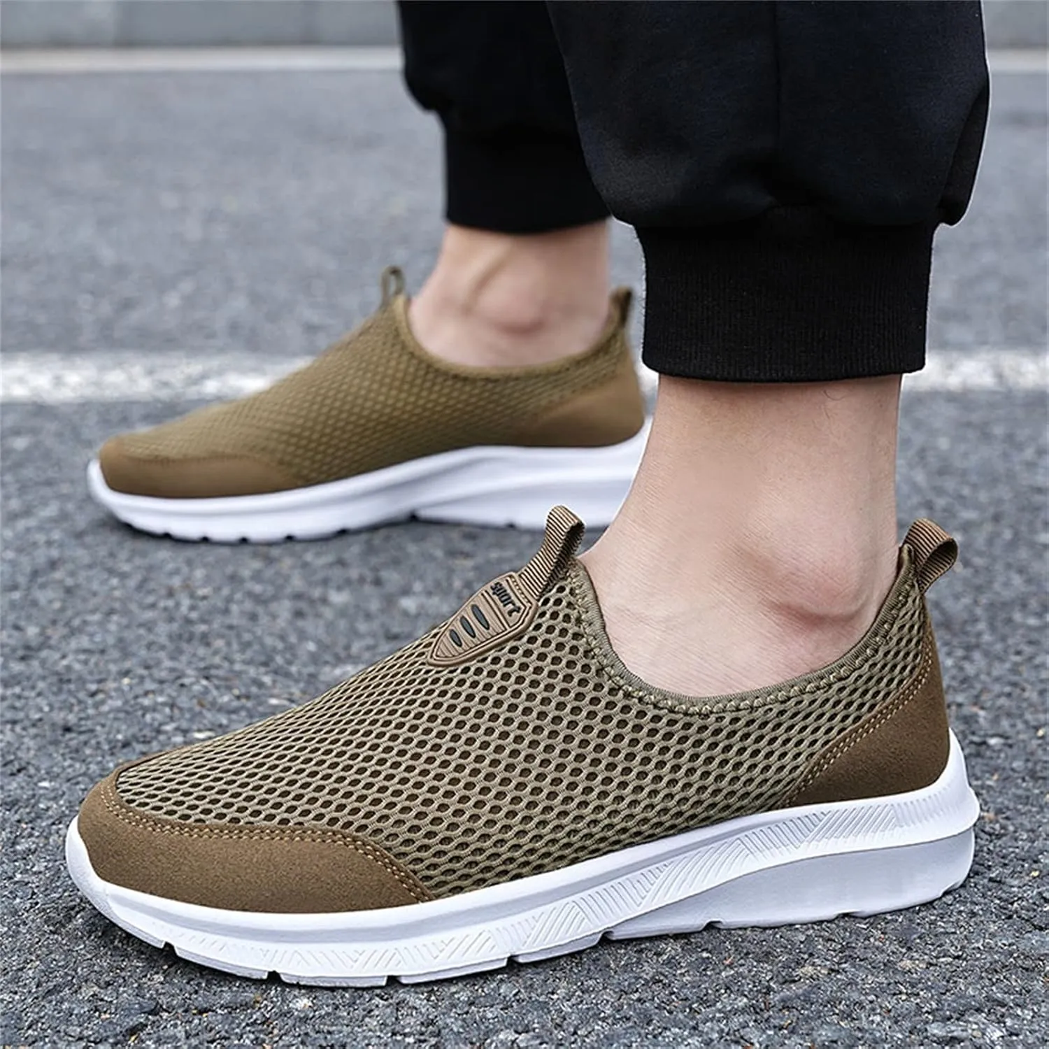 Non Slip Work Sport Shoes for Men Lace Up Lightweight Breathable Fashion Sneaker Arch Support Plantar Fasciitis