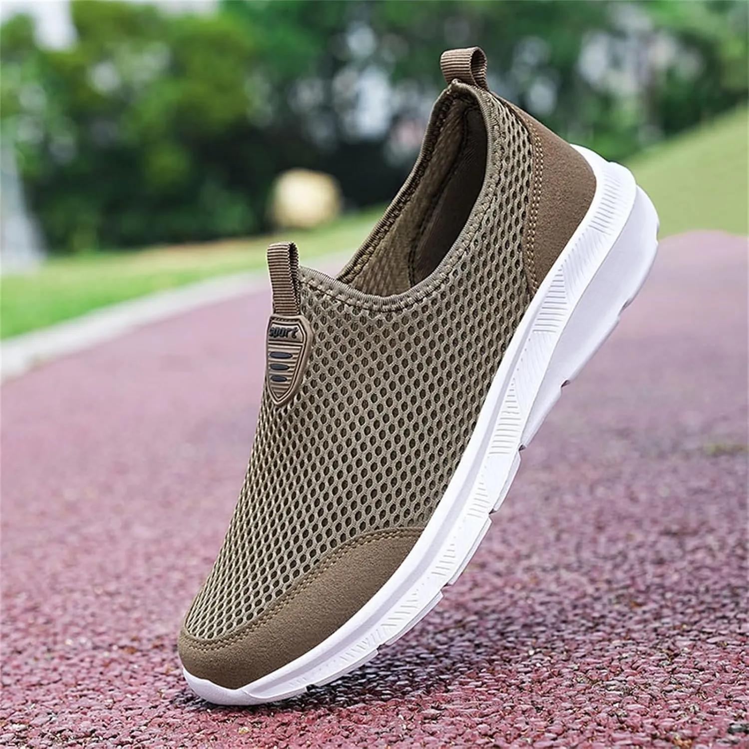 Non Slip Work Sport Shoes for Men Lace Up Lightweight Breathable Fashion Sneaker Arch Support Plantar Fasciitis