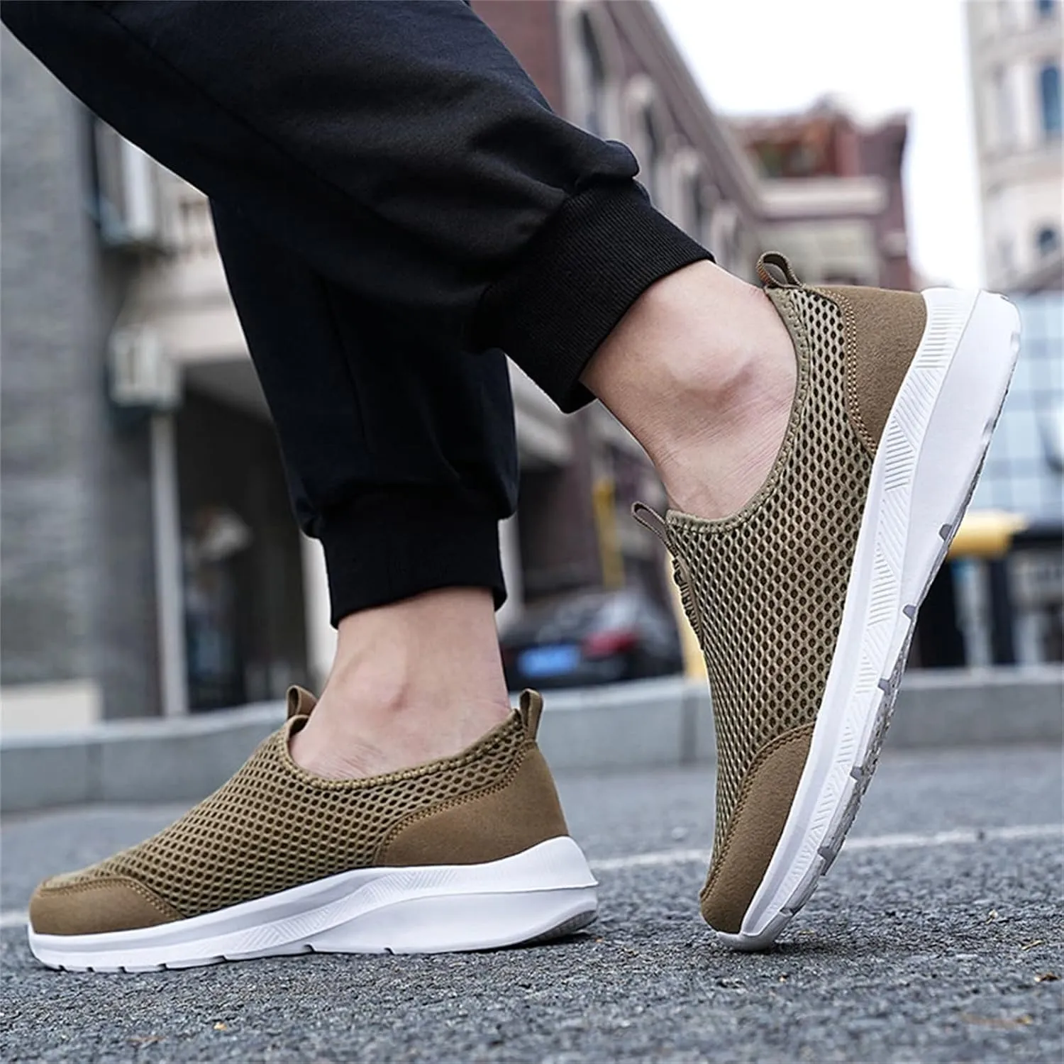 Non Slip Work Sport Shoes for Men Lace Up Lightweight Breathable Fashion Sneaker Arch Support Plantar Fasciitis