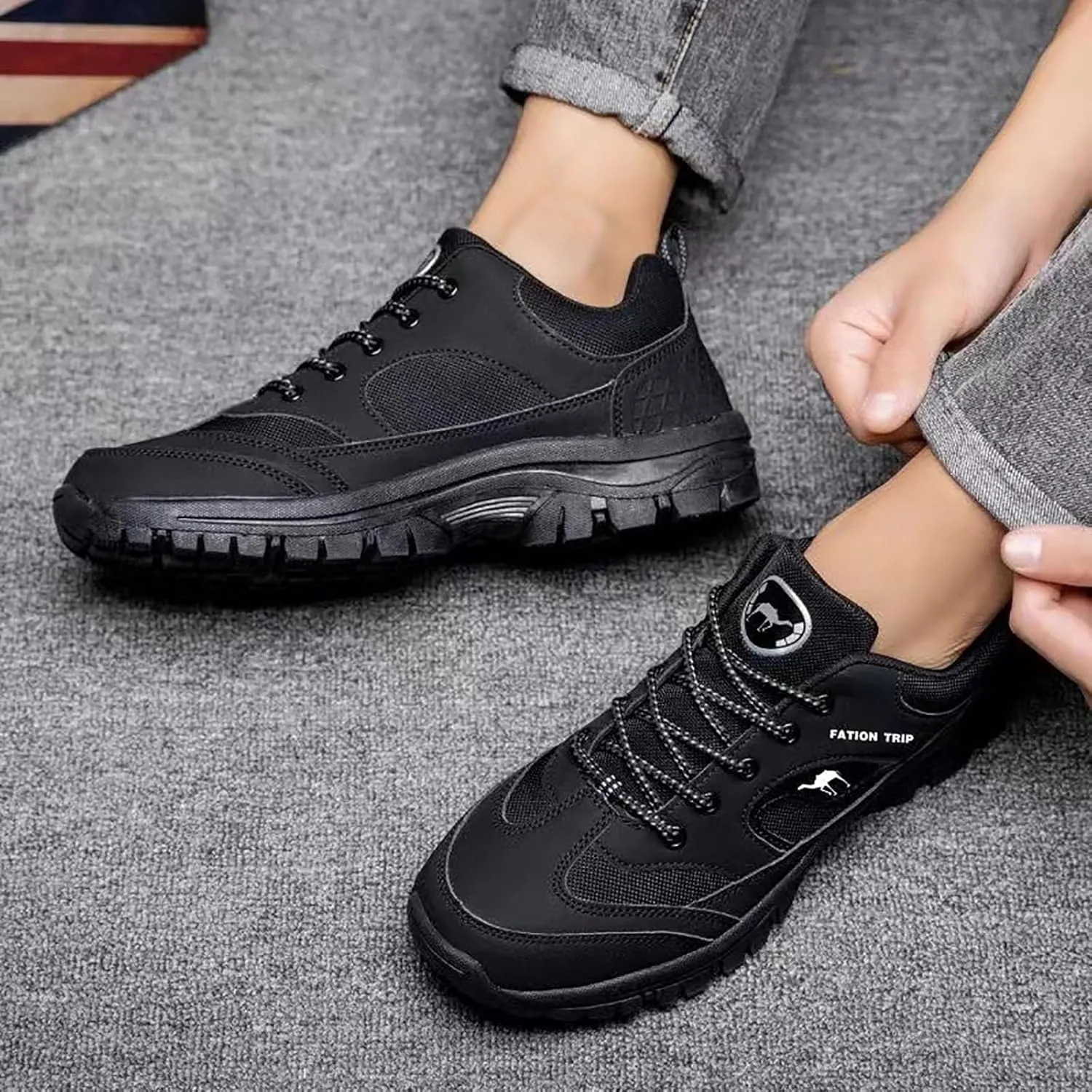 Non Slip Work Sport Shoes for Men Lace Up Lightweight Breathable Fashion Sneaker Men's Comfortable Dress Shoes