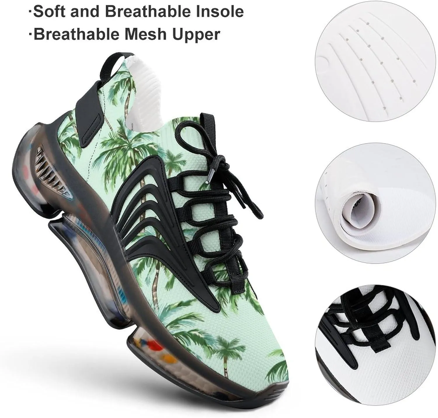 Palm Trees Men's Running Shoes Lightweight Walking Shoe Breathable Sneaker