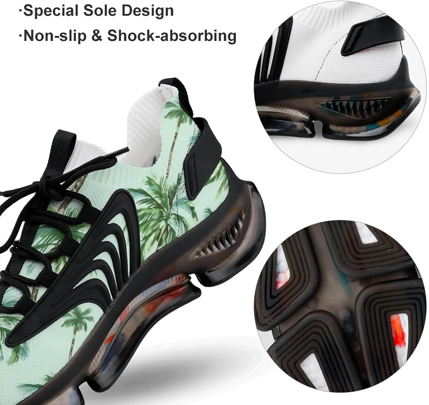 Palm Trees Men's Running Shoes Lightweight Walking Shoe Breathable Sneaker