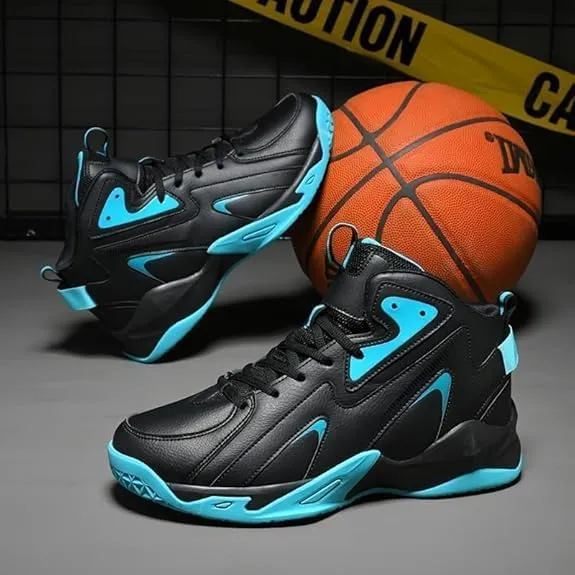 Plus Size Men's High-Top Basketball Shoes: Comfy, Breathable, Non-Slip, Shock-Absorbent Lace-Ups - Perfect for Indoor & Outdoor Training, Running, & Walking