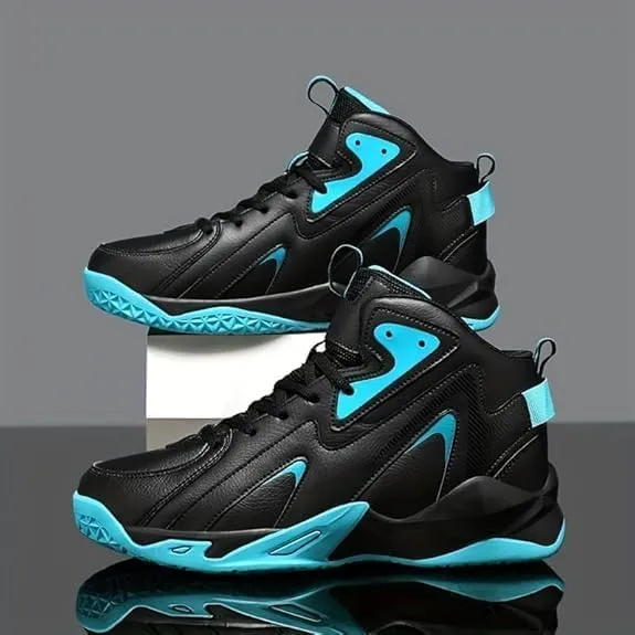 Plus Size Men's High-Top Basketball Shoes: Comfy, Breathable, Non-Slip, Shock-Absorbent Lace-Ups - Perfect for Indoor & Outdoor Training, Running, & Walking