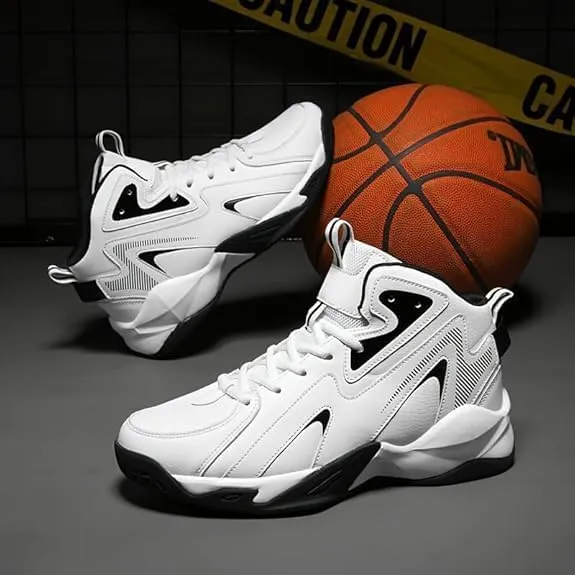 Plus Size Men's High-Top Basketball Shoes: Comfy, Breathable, Non-Slip, Shock-Absorbent Lace-Ups - Perfect for Indoor & Outdoor Training, Running, & Walking