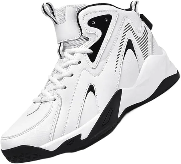 Plus Size Men's High-Top Basketball Shoes: Comfy, Breathable, Non-Slip, Shock-Absorbent Lace-Ups - Perfect for Indoor & Outdoor Training, Running, & Walking