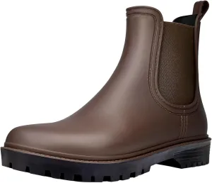 PTEROMY Ankle Rain Boots for Women, Anti-Slipping RainBoots, Chelsea Boots with Comfortable Insoles, Waterproof Shoes for Camping, Gardening and Yard Work