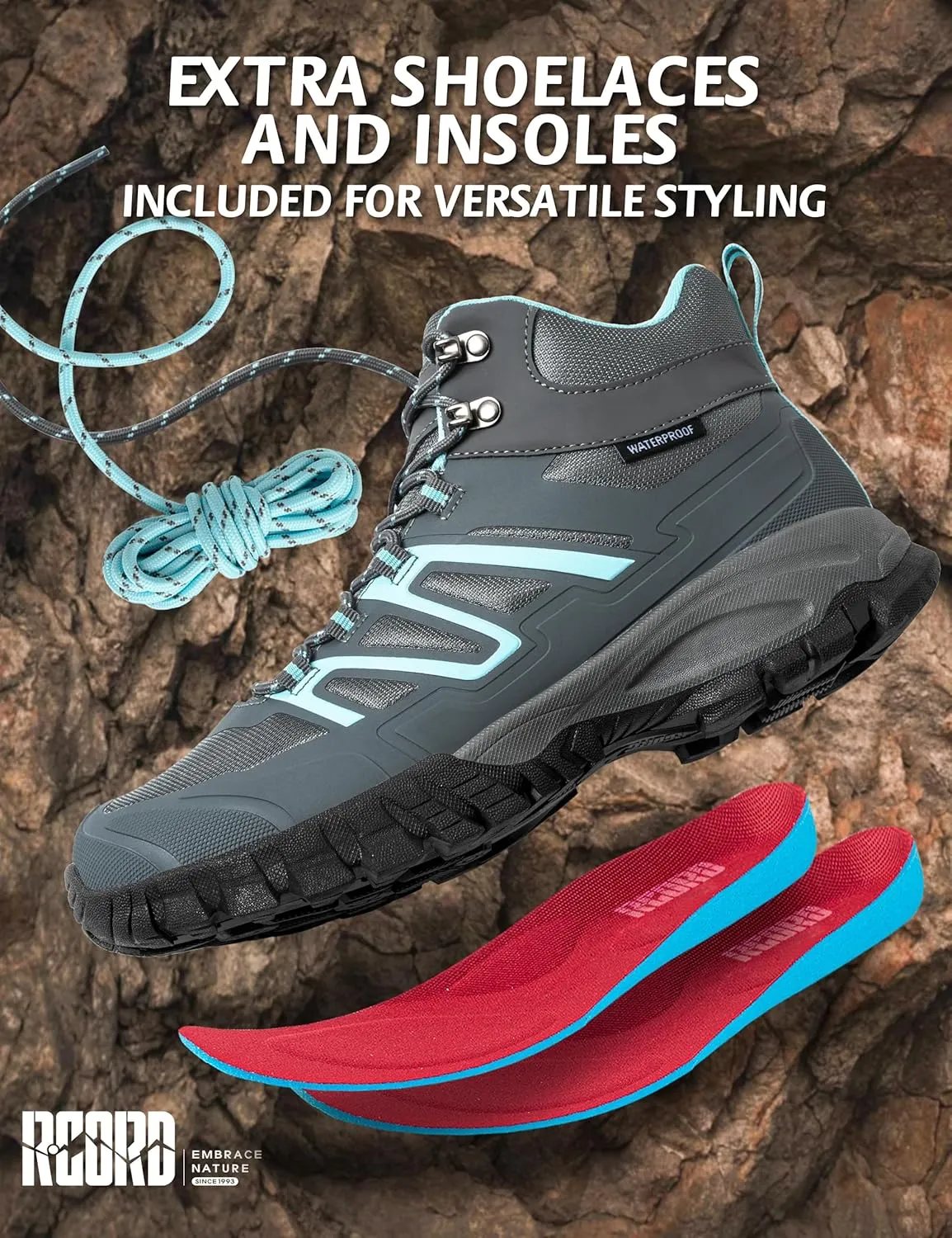 R CORD Womens Hiking Boots Waterproof Non-Slip Comfortable Outdoor Hiking Boots Womens Hiking Shoes Comfortable Outdoor Walking Boots Hiking Shoes for Women