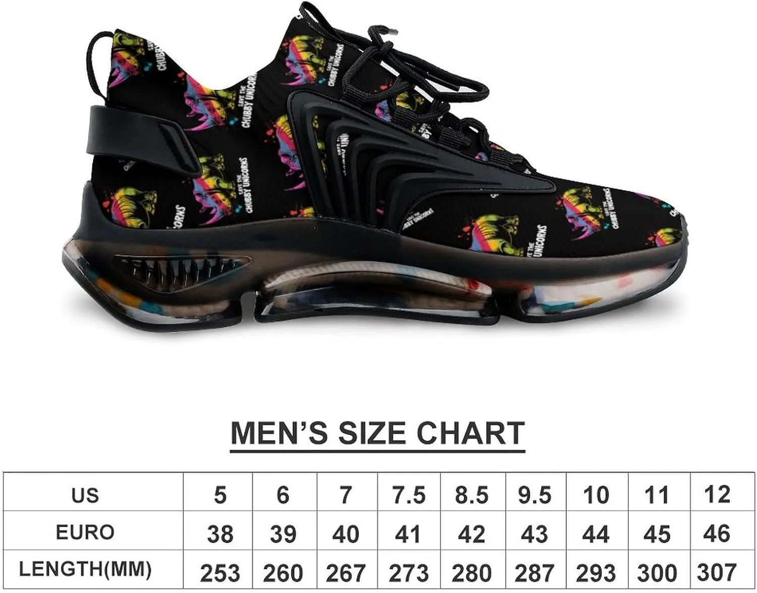 Rainbow Rhinoceros Men's Running Shoes Lightweight Walking Shoe Breathable Sneaker