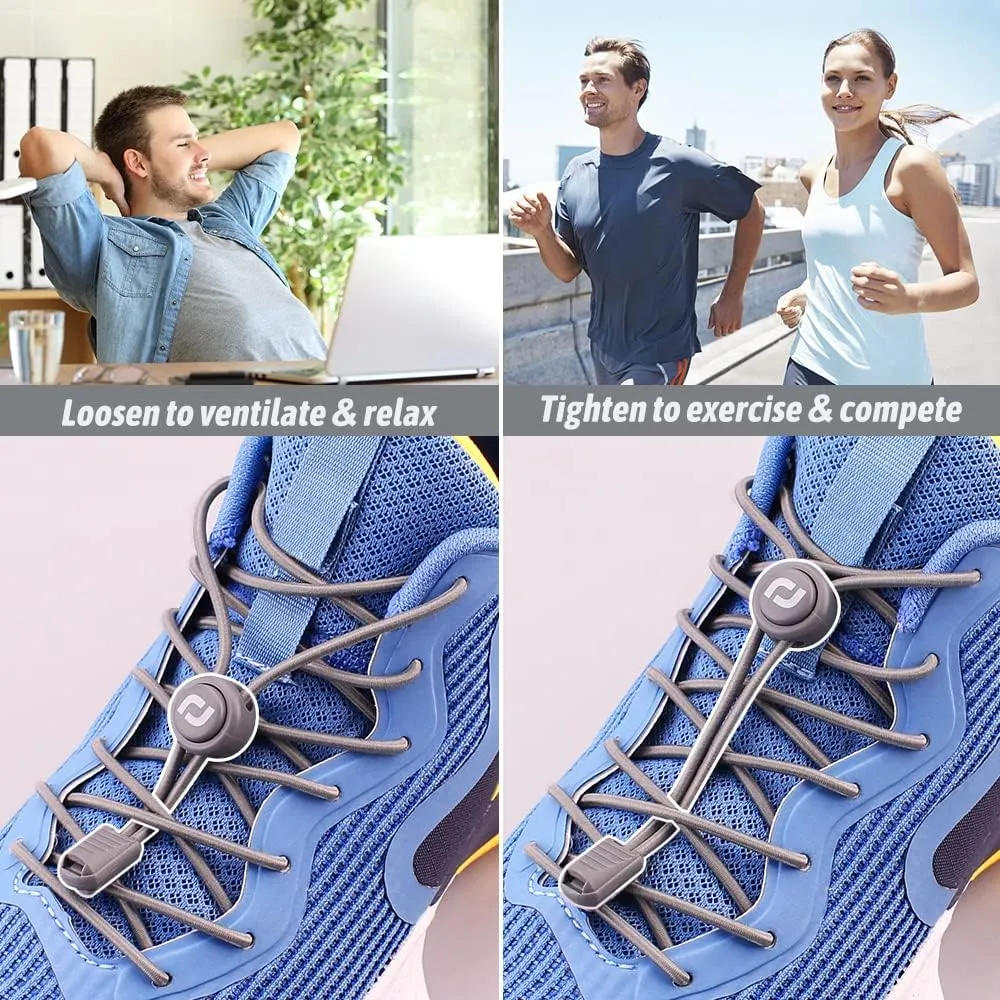 RJ-Sport Tieless Elastic Shoe Laces - Heavy Duty No Tie Shoelaces for Kids and Adult with Strong Lock and Speed Shoestrings