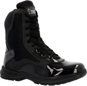 ROCKY Cadet 8" Black Side Zip Public Service Boot, Black, Size 11.5(M)