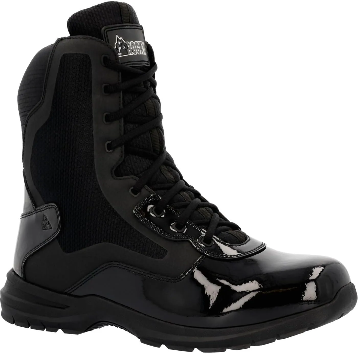 ROCKY Cadet 8" Black Side Zip Public Service Boot, Black, Size 8.5(M)