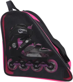 Roller Skating Shoes Storage Pouch Thicken Triangle Shaped Mesh Cloth Shoulder Bag for High Capacity Storage Pink Organizer for Roller Skates and Sports Gear