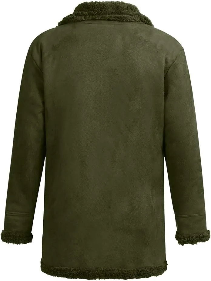 RTRDE Men's Coats Trench Coat Sherpa Fleece Lined Pea Coat Winter Warm Long Jacket Coats, M-3XL