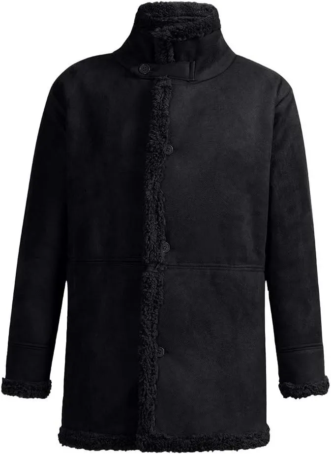 RTRDE Men's Coats Trench Coat Sherpa Fleece Lined Pea Coat Winter Warm Long Jacket Coats, M-3XL