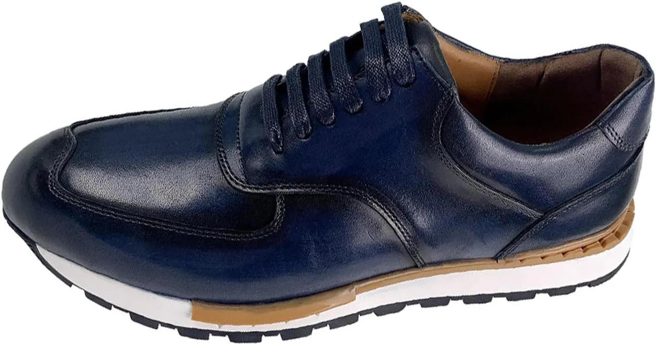 Santimon Mens Leather Dress Sneakers – Oxford Style Business Casual Shoes, Comfortable & Non-Slip Formal Shoes for Work & Everyday Wear