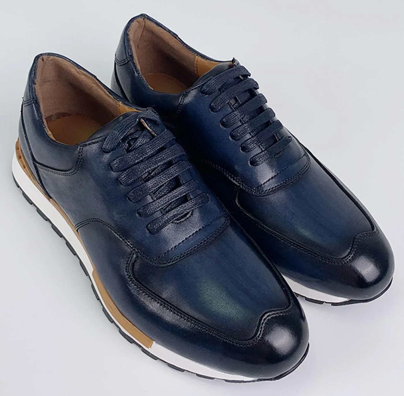 Santimon Mens Leather Dress Sneakers – Oxford Style Business Casual Shoes, Comfortable & Non-Slip Formal Shoes for Work & Everyday Wear