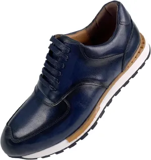Santimon Mens Leather Dress Sneakers – Oxford Style Business Casual Shoes, Comfortable & Non-Slip Formal Shoes for Work & Everyday Wear
