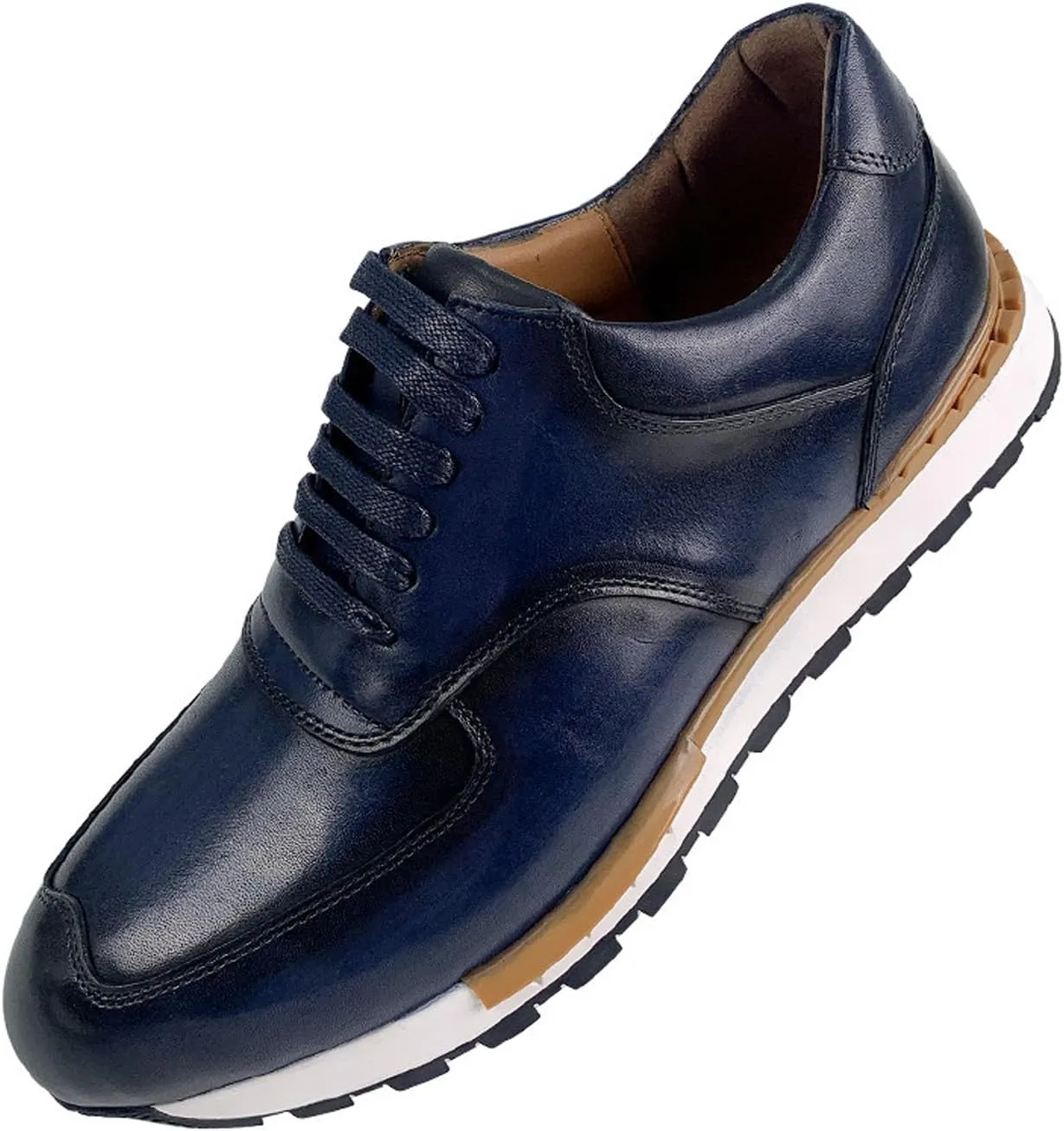 Santimon Mens Leather Dress Sneakers – Oxford Style Business Casual Shoes, Comfortable & Non-Slip Formal Shoes for Work & Everyday Wear