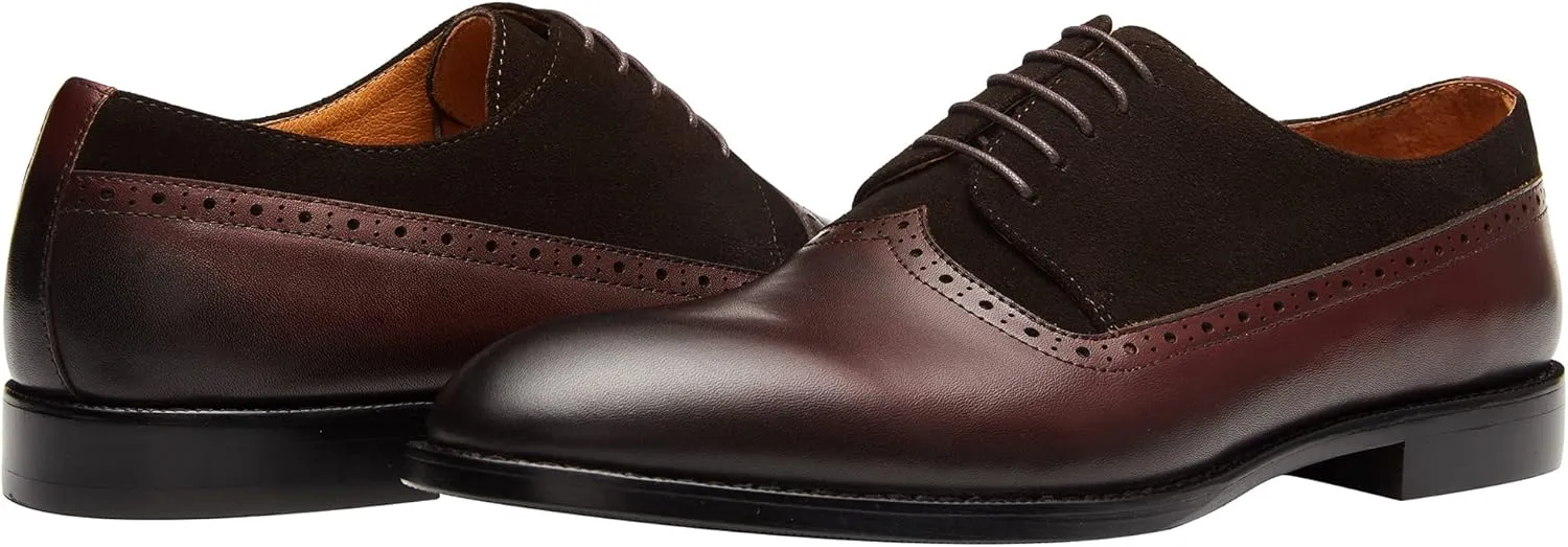 Santimon Men's Oxfords Leather Business Casual Formal Dress Shoes Wingtip Brogue Tuxedo Wedding Shoes for Men