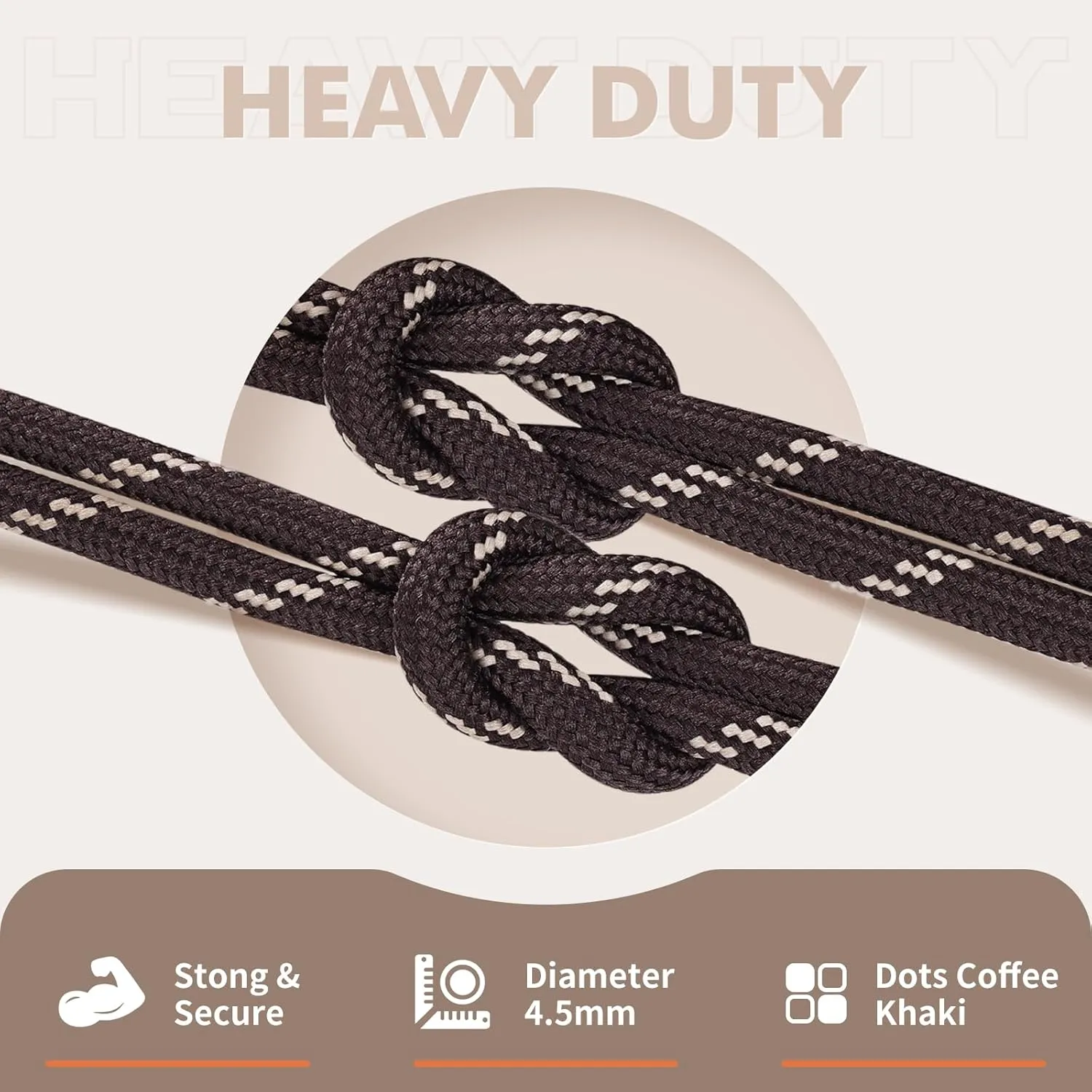 Stepace Round Shoelaces [2 Pairs] Heavy Duty Boot Shoe Laces for Hiking Work Boots