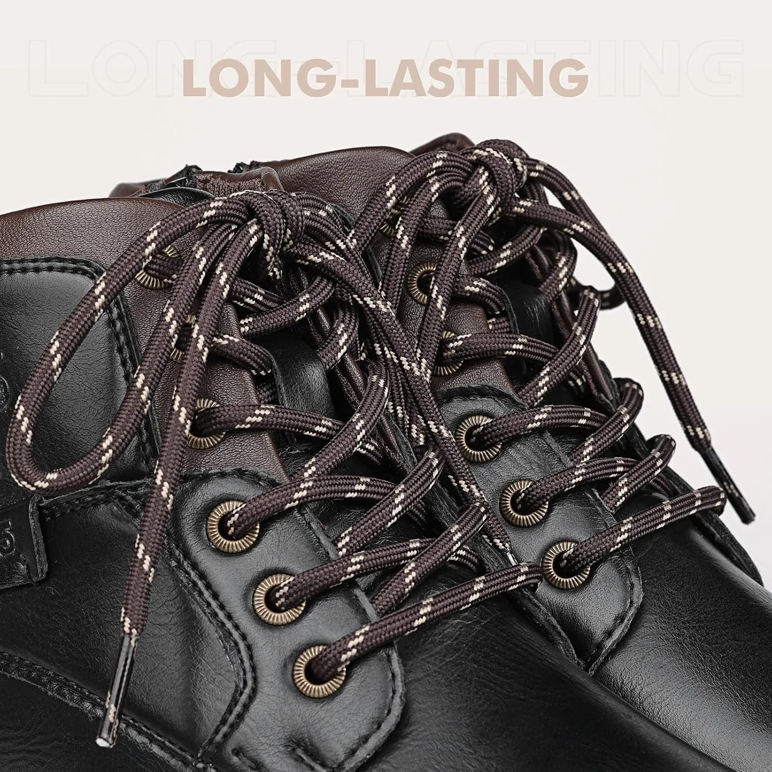 Stepace Round Shoelaces [2 Pairs] Heavy Duty Boot Shoe Laces for Hiking Work Boots