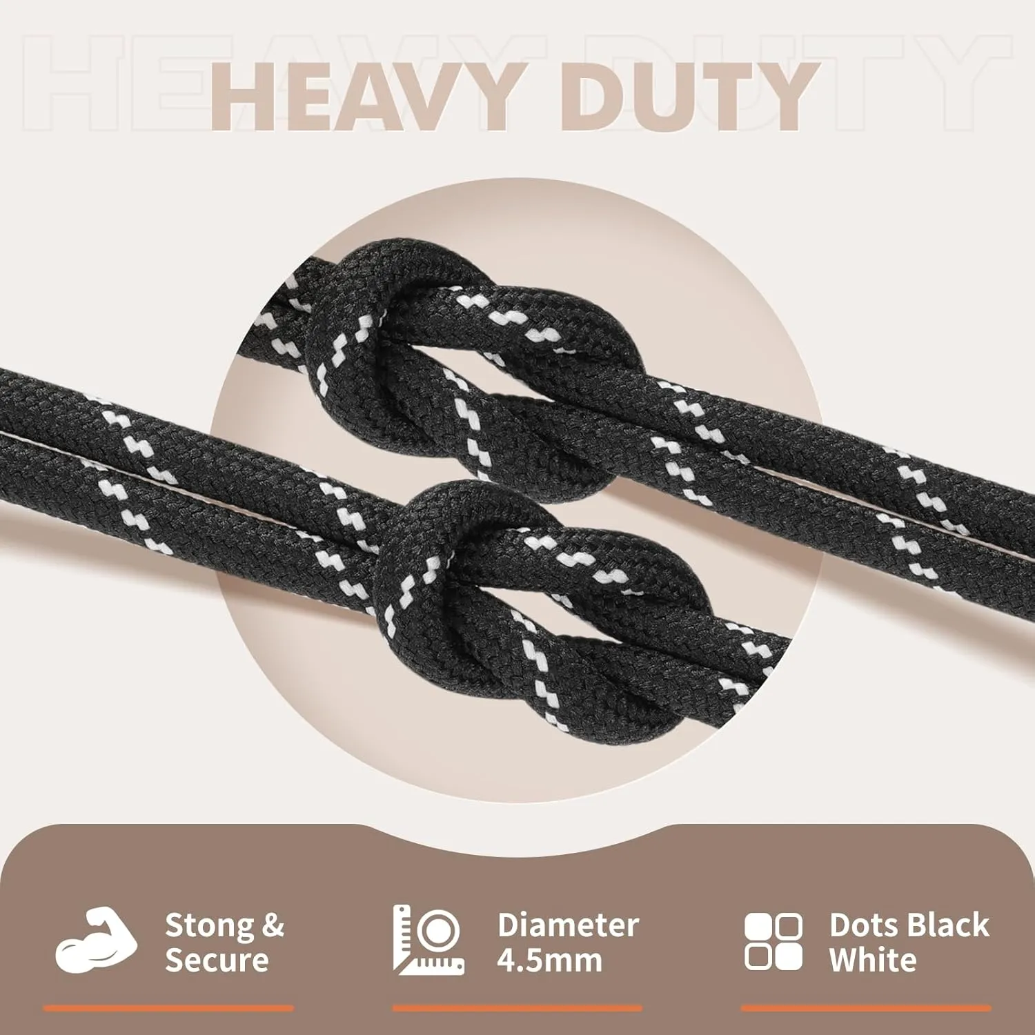 Stepace Round Shoelaces [2 Pairs] Heavy Duty Boot Shoe Laces for Hiking Work Boots