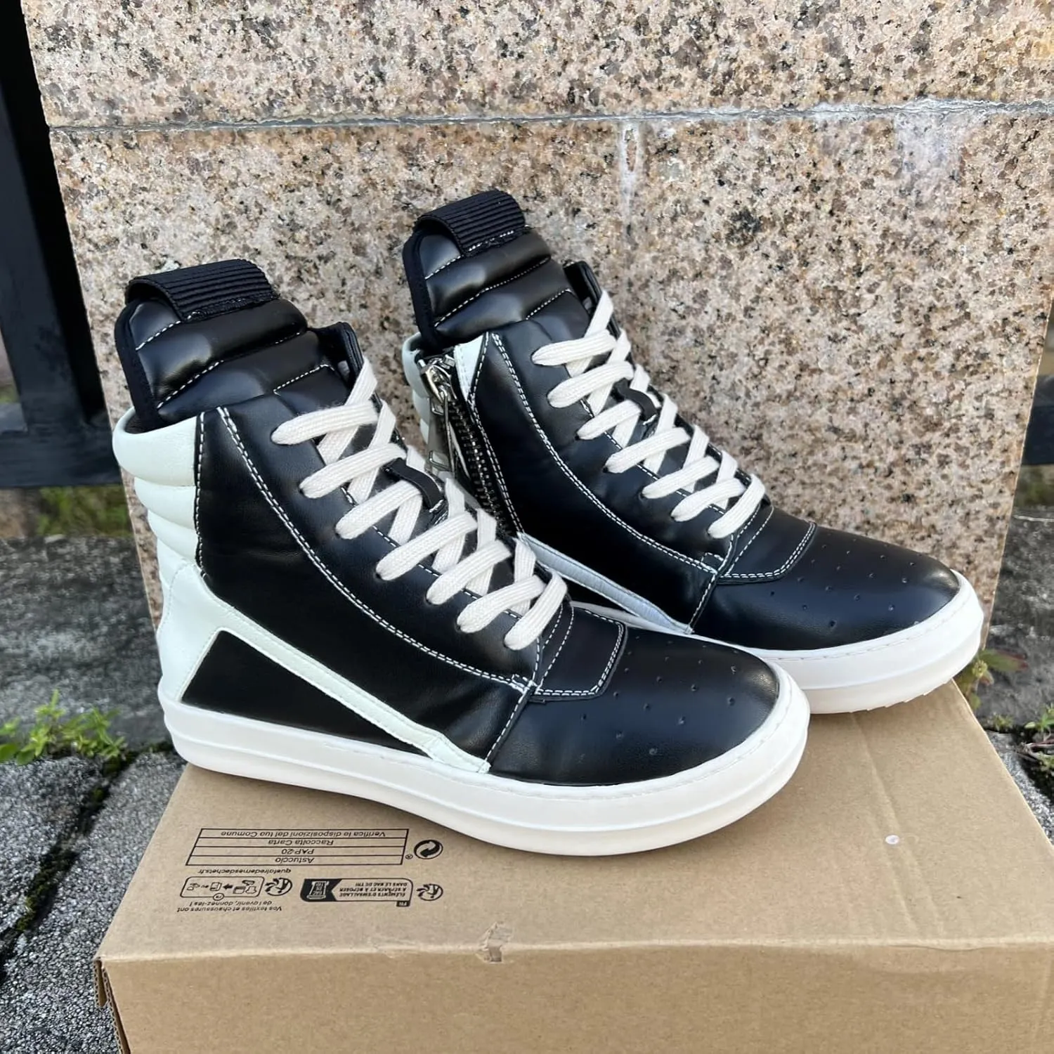 Street Style Vintage Women High-top Sneakers Soft Leather with Zipper Retro Fashion Unisex Trainers Shoes