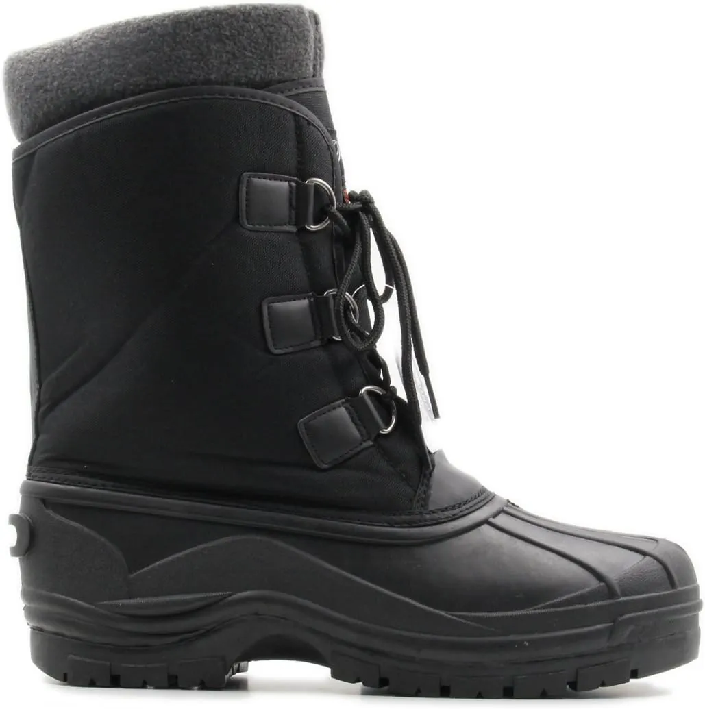 Stylish & Comfort Men's Lace Up Insulated Mid-Calf Water Resistant Duck Boots for Cold/Snow Weather, (Black)